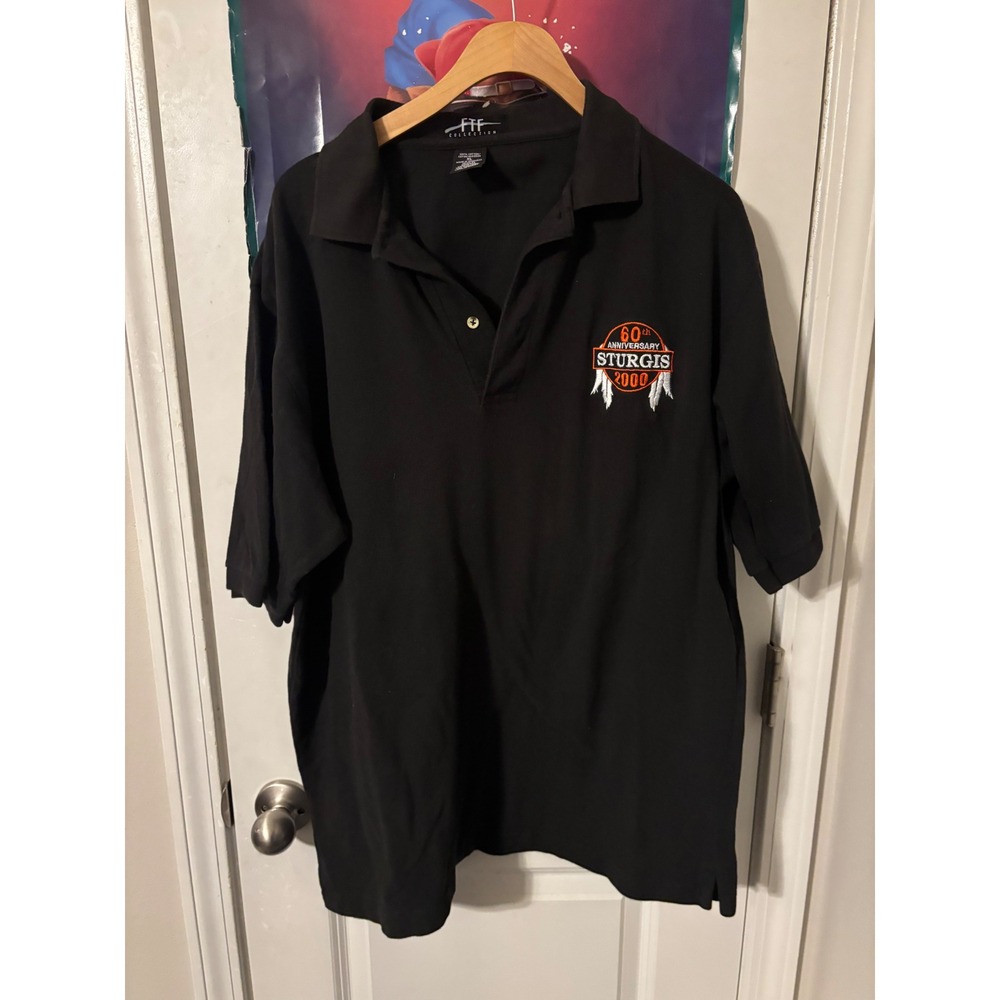 Vintage 2000 Sturgis 60th Anniversary Polo Shirt Mens XL Black FTF Collection